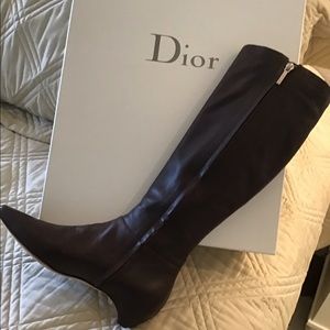 DIOR dark brown tall leather boots